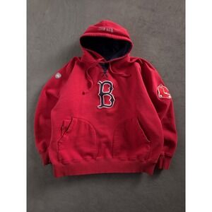 Vintage 90s Y2K Majestic Boston Red Sox Red Hoodie Sweatshirt Embroidered XL
